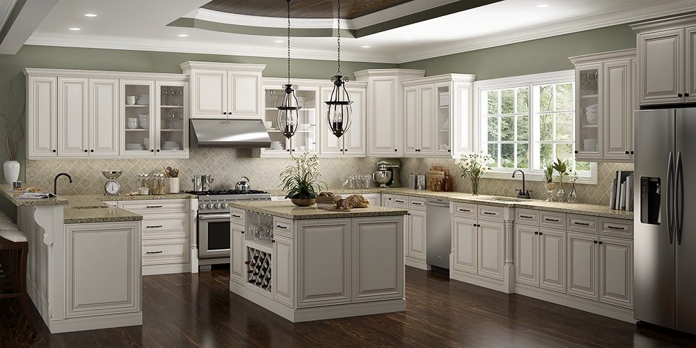 Cream glazed traditional kitchen vignette
